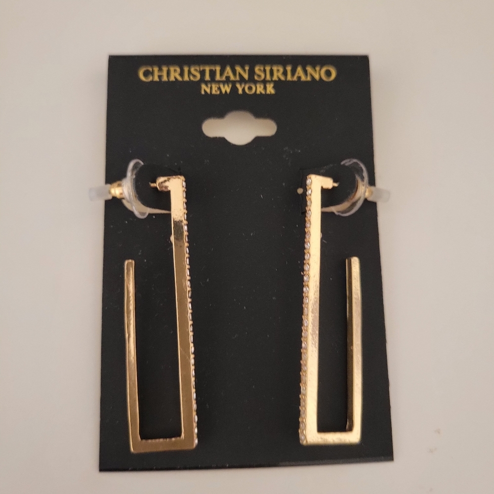 Gold Earrings with Rhinestones-New